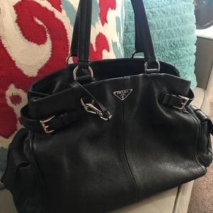 Authentic Prada black leather bag